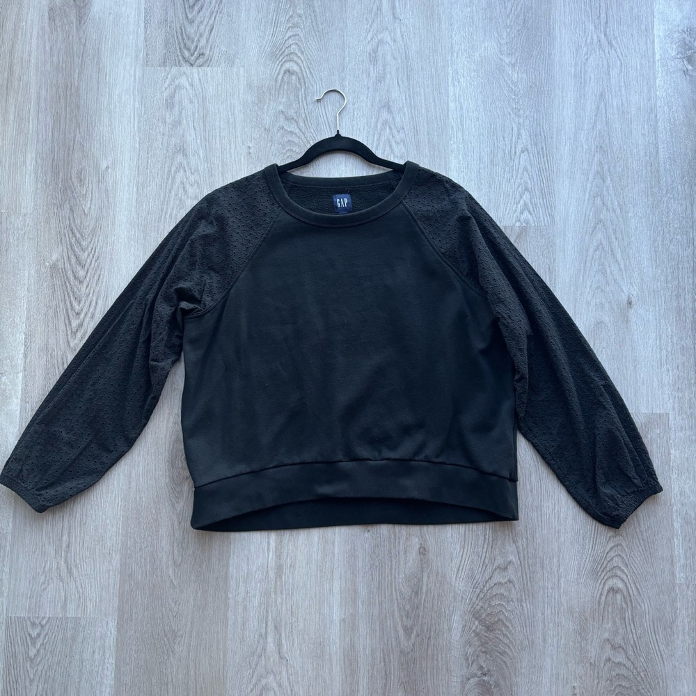Black Gap crewneck sweatshirt with eyelet sleeves